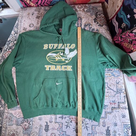 Vintage Nike Track Hoodie Embroidered Swoosh Pullover Green Sweatshirt XXL - Picture 7 of 10